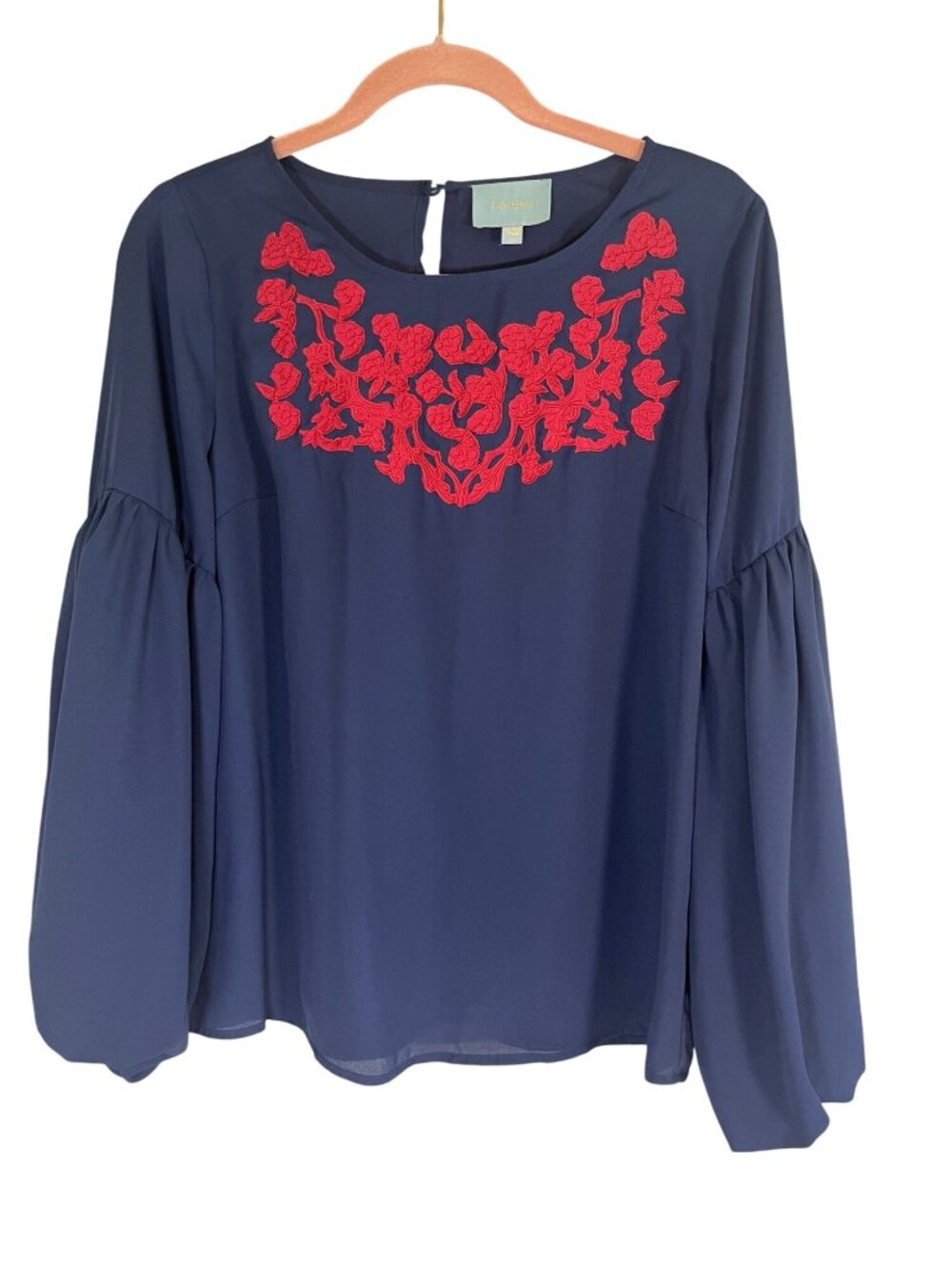 Colorful Floral Embroidered Top M Resort Preppy Flowy Cottage Feminine Boho Chic